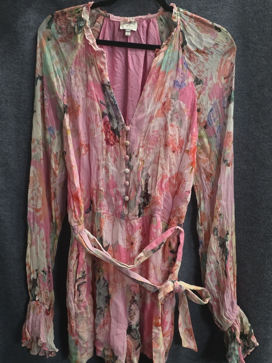 hemant& nandira Dresses & Skirts - Floral Pink Long-Sleeve Button Front Women's Dress